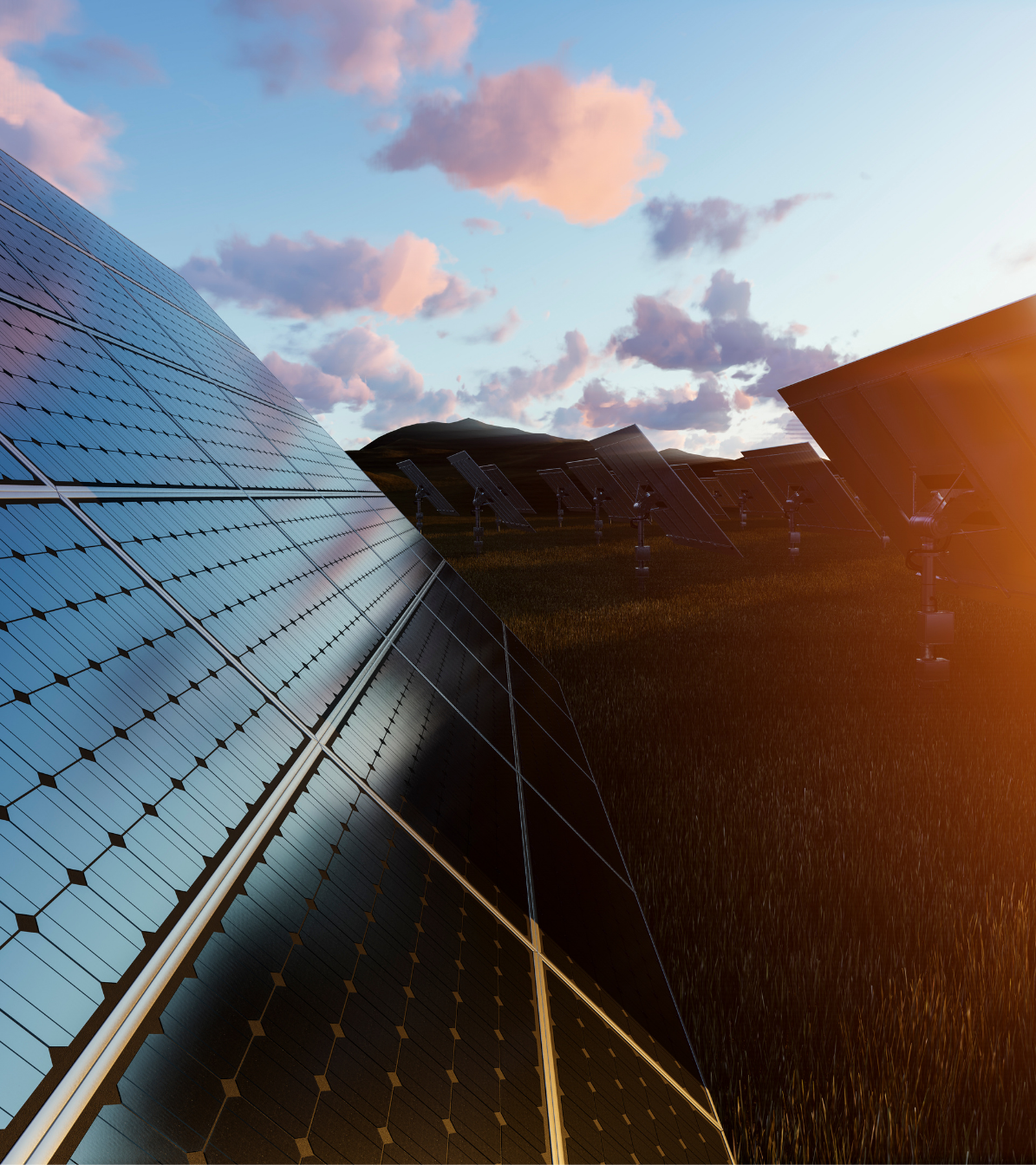 Close-up of clean solar panels